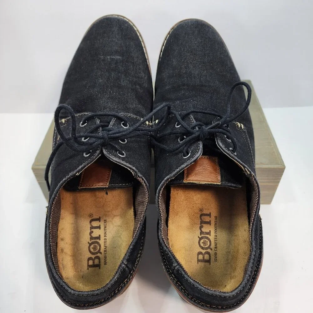Born Denim and Leather Lace Up Oxford Derby Men's Size 12‎